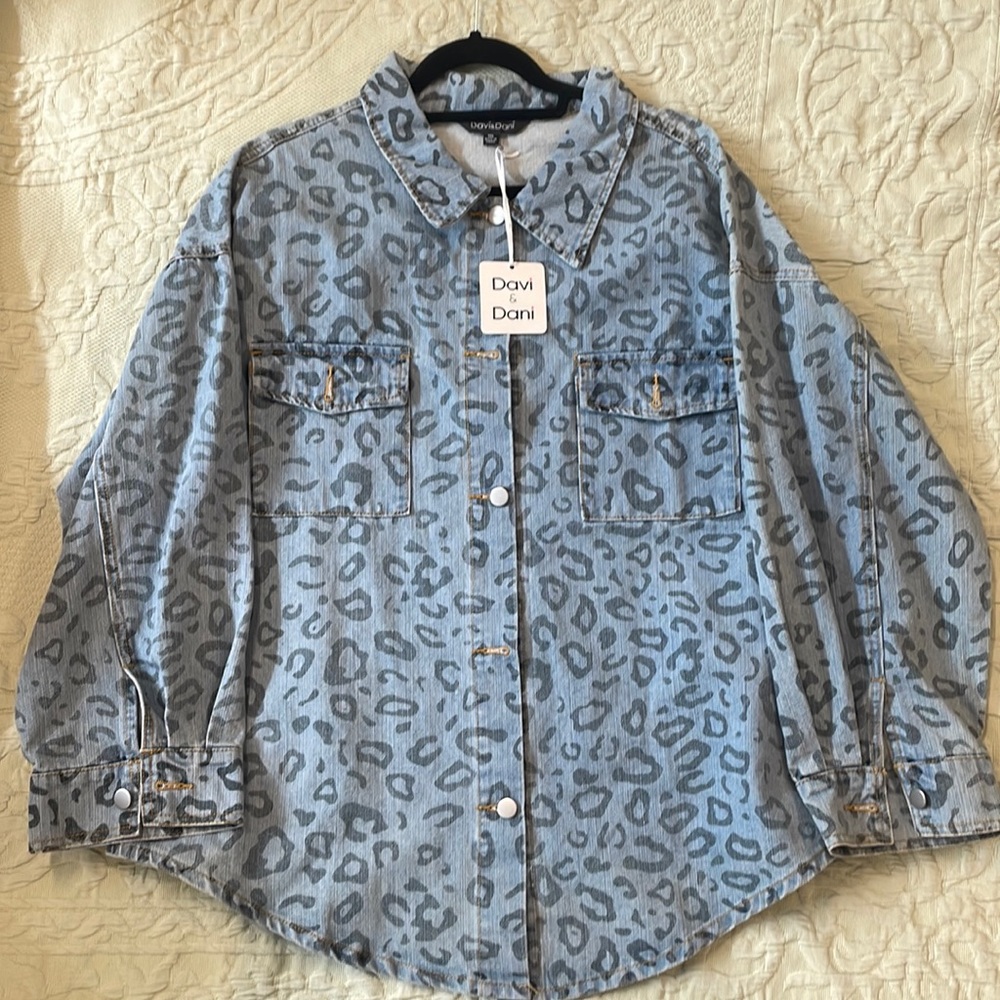Leopard Print Denim Button Up by Davi&Dani